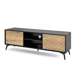 Garnero Arredamenti Mobile porta tv 154x50h cm 2 ante moderno quercia nero Becca