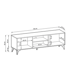 Garnero Arredamenti Mobile porta tv 154x50h cm 2 ante moderno quercia nero Becca