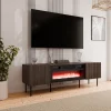 Garnero Arredamenti Mobile porta TV 181x58h cm 2 ante con caminetto noce cannettato Gabiot Clearance