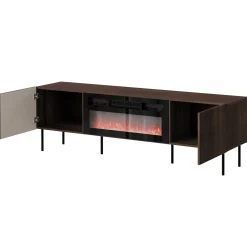 Garnero Arredamenti Mobile porta TV 181x58h cm 2 ante con caminetto noce cannettato Gabiot Clearance