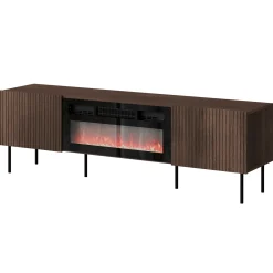 Garnero Arredamenti Mobile porta TV 181x58h cm 2 ante con caminetto noce cannettato Gabiot Clearance