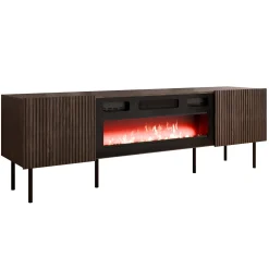 Garnero Arredamenti Mobile porta TV 181x58h cm 2 ante con caminetto noce cannettato Gabiot Clearance