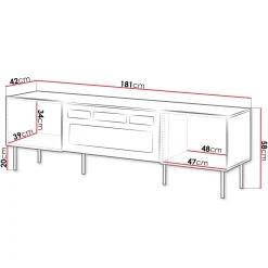 Garnero Arredamenti Mobile porta TV 181x58h cm 2 ante con caminetto noce cannettato Gabiot Clearance