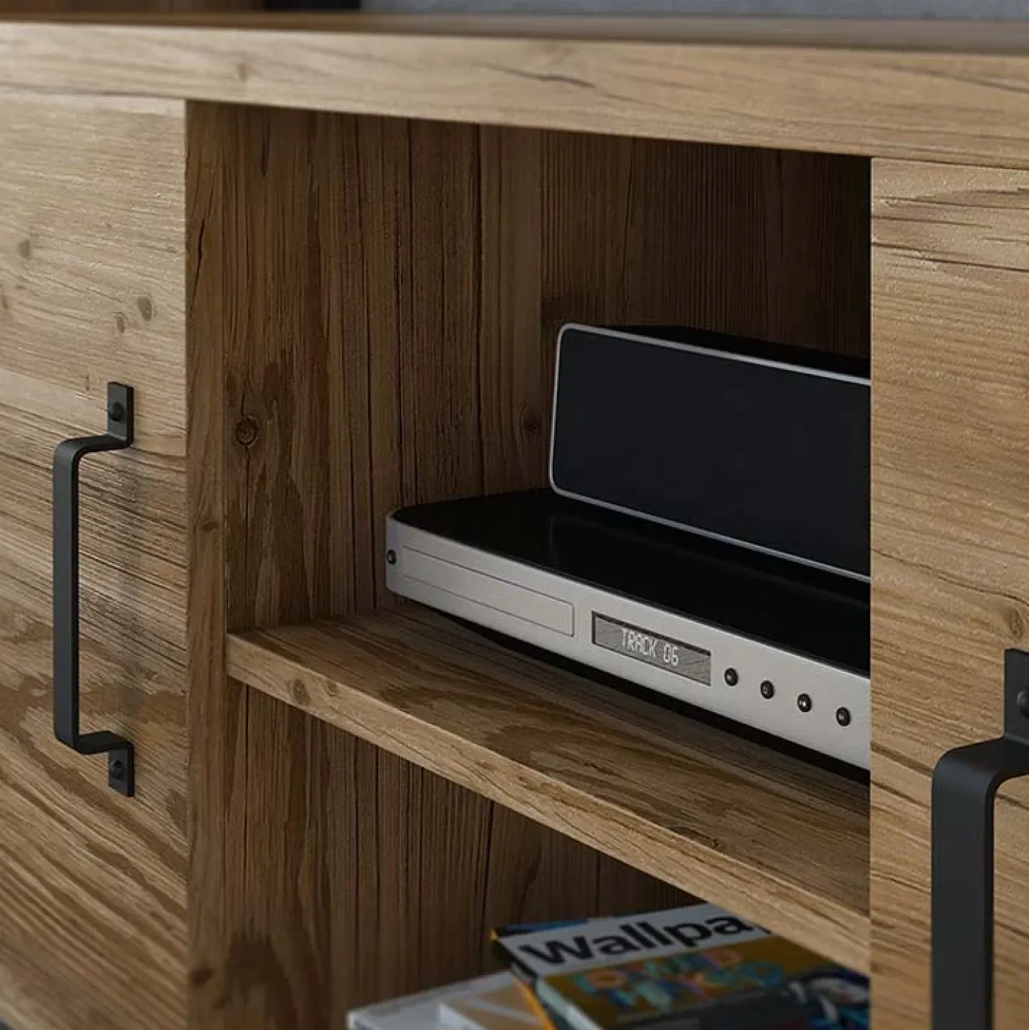 Garnero Arredamenti Mobile porta TV 147x57h cm 2 ante quercia nero opaco Nebraska Outlet