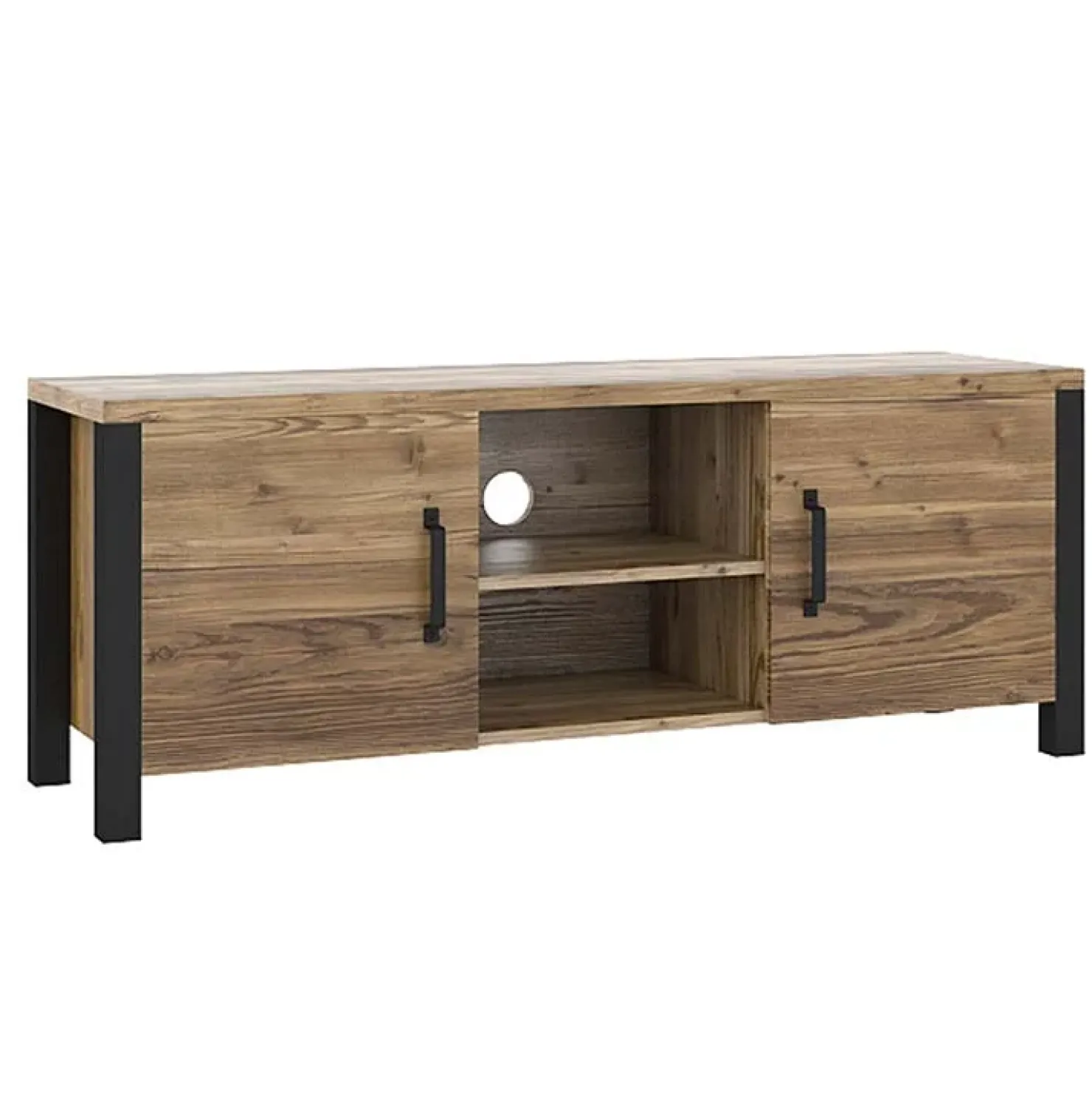 Garnero Arredamenti Mobile porta TV 147x57h cm 2 ante quercia nero opaco Nebraska Outlet