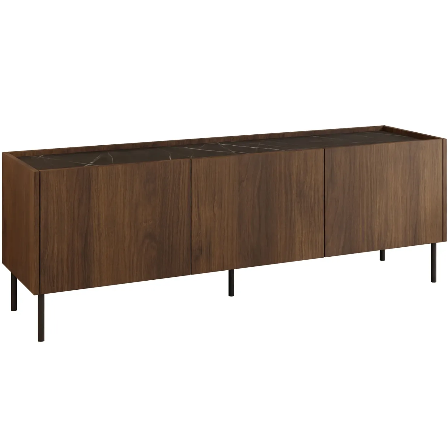 Garnero Arredamenti Mobile porta TV 144x50h cm 3 ante piano effetto marmo nero noce Caliva Sale