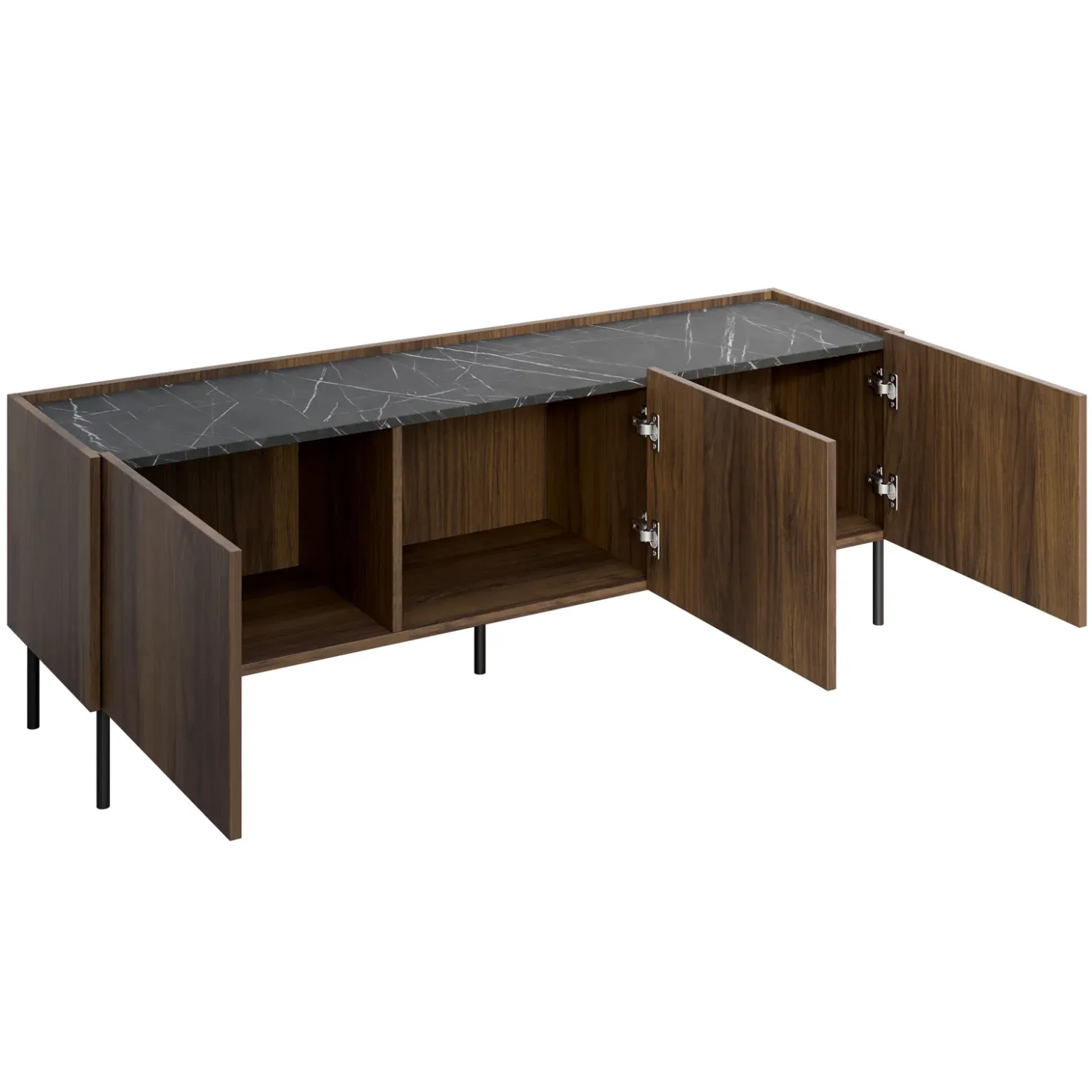 Garnero Arredamenti Mobile porta TV 144x50h cm 3 ante piano effetto marmo nero noce Caliva Sale