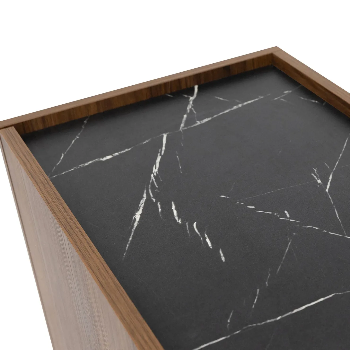 Garnero Arredamenti Mobile porta TV 144x50h cm 3 ante piano effetto marmo nero noce Caliva Sale