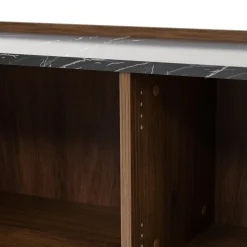 Garnero Arredamenti Mobile porta TV 144x50h cm 3 ante piano effetto marmo nero noce Caliva Sale