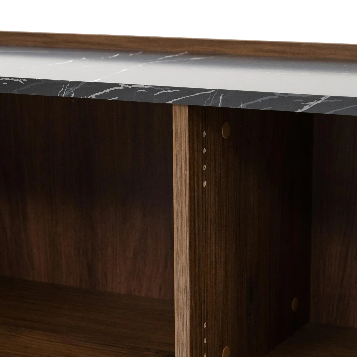 Garnero Arredamenti Mobile porta TV 144x50h cm 3 ante piano effetto marmo nero noce Caliva Sale