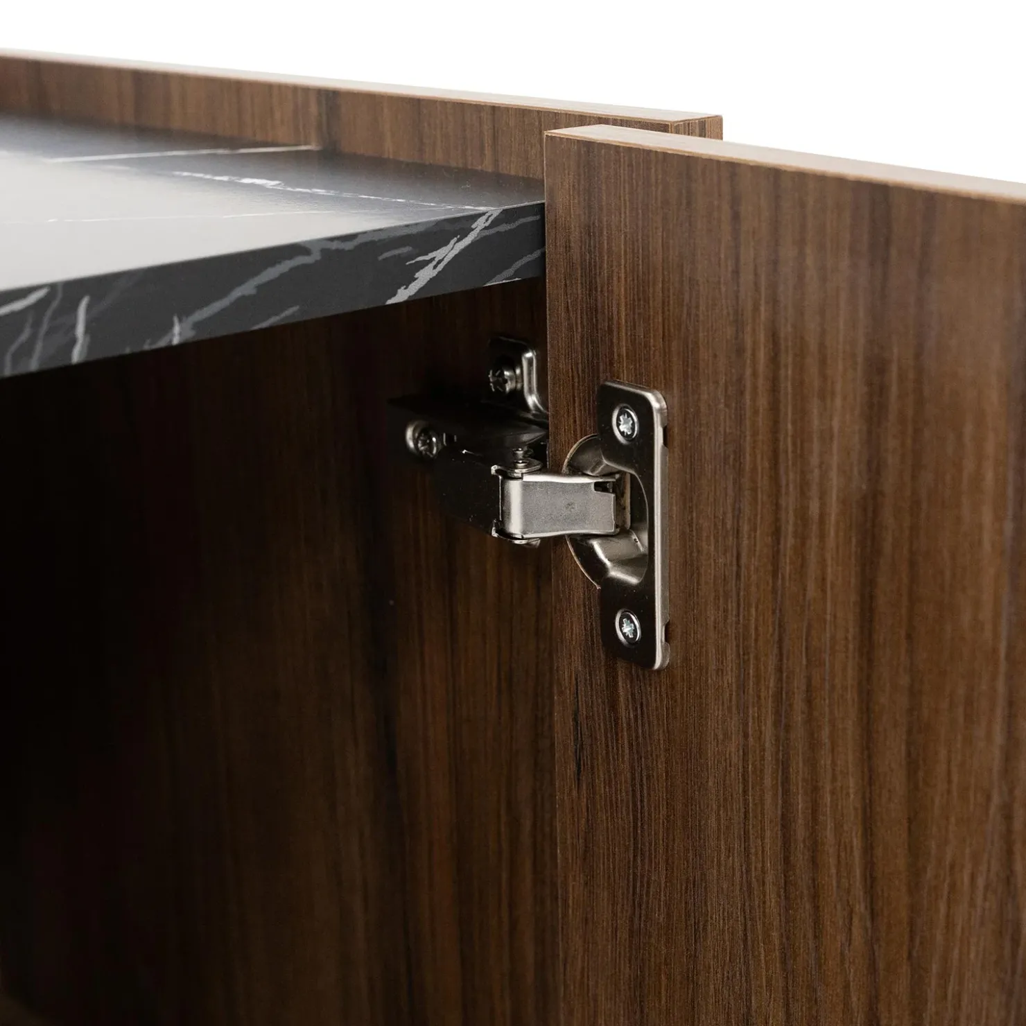 Garnero Arredamenti Mobile porta TV 144x50h cm 3 ante piano effetto marmo nero noce Caliva Sale