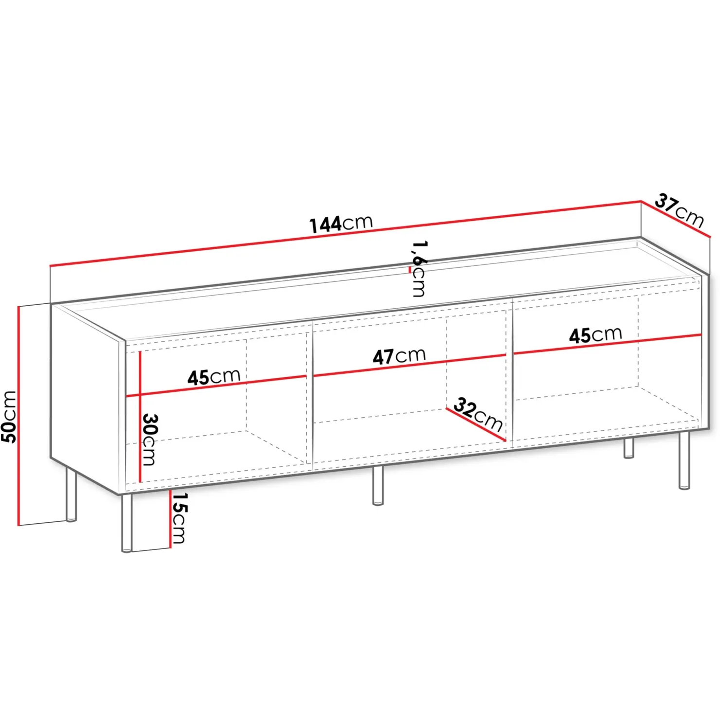 Garnero Arredamenti Mobile porta TV 144x50h cm 3 ante piano effetto marmo nero noce Caliva Sale
