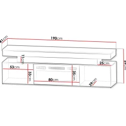 Garnero Arredamenti Mobile porta TV 190x59h cm 2 ante con caminetto con LED nero Lumus Nero Lucido Hot
