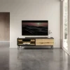 Garnero Arredamenti Mobile porta TV 180x55h cm 2 ante con led nero opaco rovere Amel New