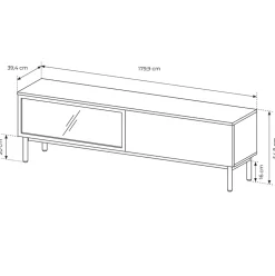 Garnero Arredamenti Mobile porta TV 180x55h cm 2 ante con led nero opaco rovere Amel New