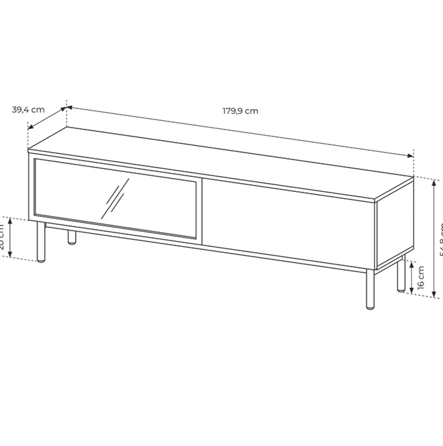 Garnero Arredamenti Mobile porta TV 180x55h cm 2 ante con led nero opaco rovere Amel New