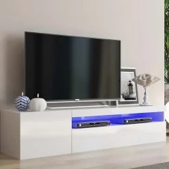 Garnero Arredamenti Mobile porta TV 155x37h cm 1 anta Light Small Gihome® Bianco Lucido Best