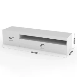 Garnero Arredamenti Mobile porta TV 155x37h cm 1 anta Light Small Gihome® Bianco Lucido Best