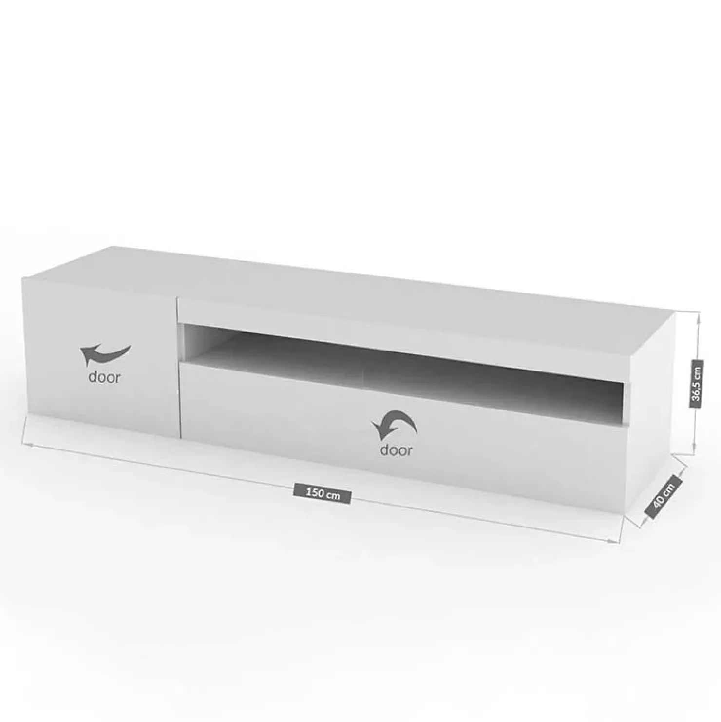 Garnero Arredamenti Mobile porta TV 155x37h cm 1 anta Light Small Gihome® Bianco Lucido Best