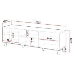 Garnero Arredamenti Mobile porta TV 150x52h cm 2 ante cannettato Essence Quercia Sale