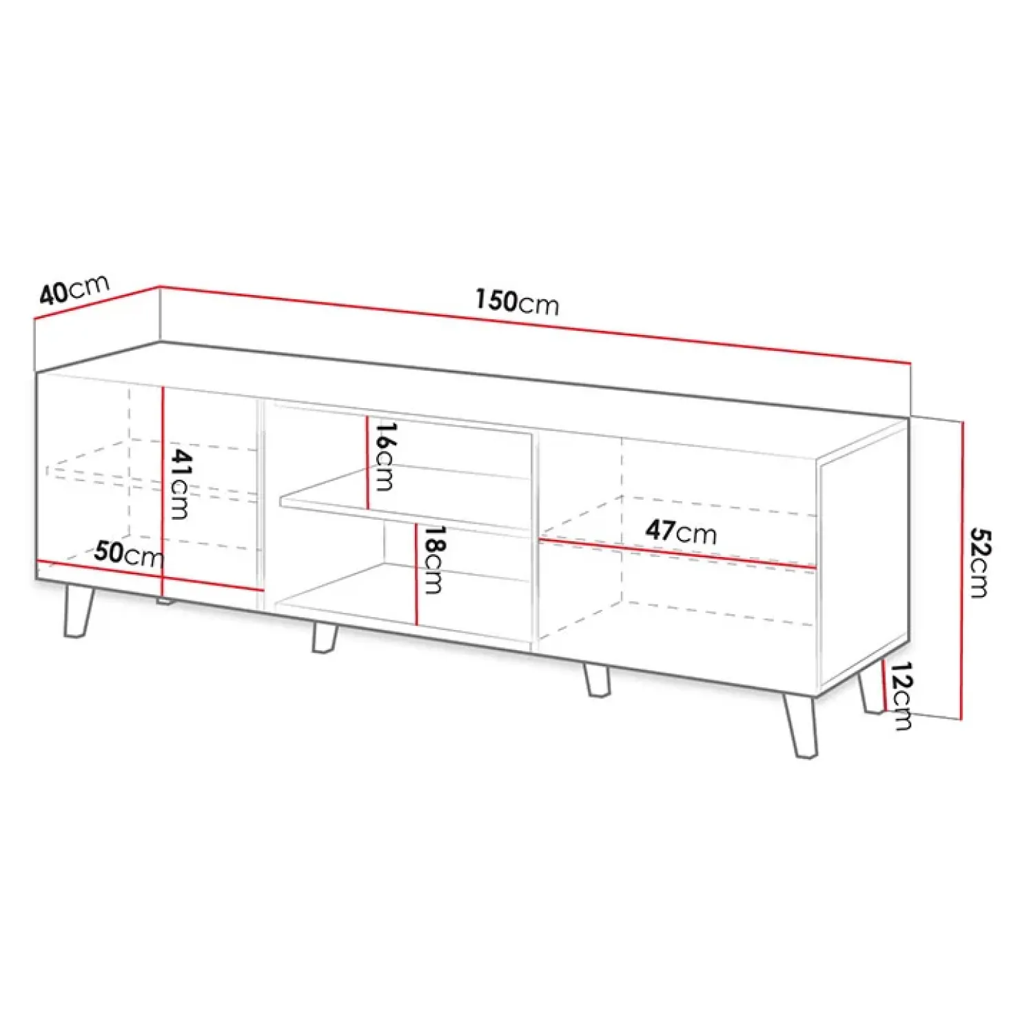 Garnero Arredamenti Mobile porta TV 150x52h cm 2 ante cannettato Essence Quercia Sale