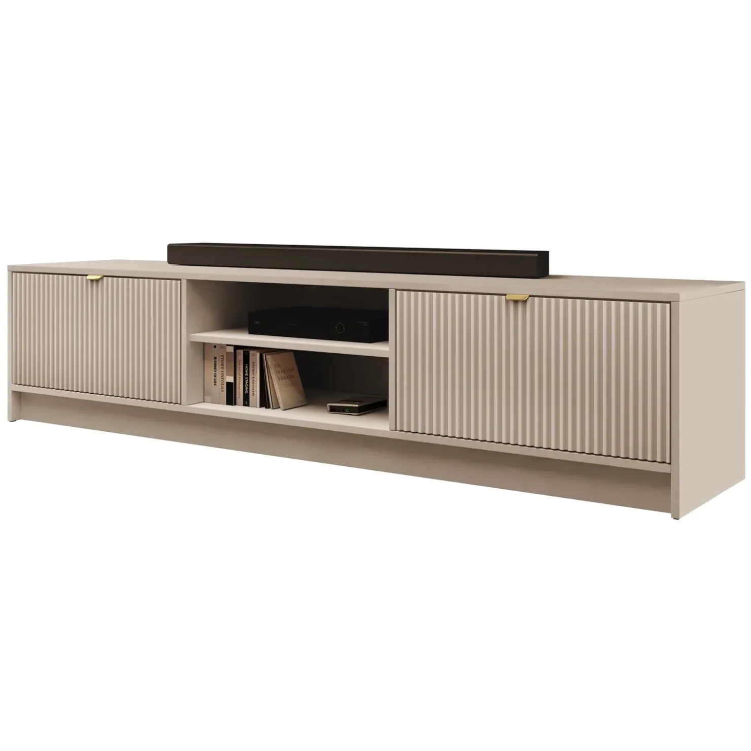 Garnero Arredamenti Mobile porta tv 180x40h cm 2 ante 2 vani a giorno cannettato Athena Beige Sale