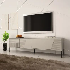 Garnero Arredamenti Mobile porta tv 190x53h cm 4 ante cannettato beige Diana Online