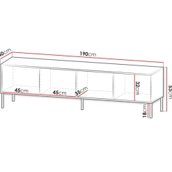 Garnero Arredamenti Mobile porta tv 190x53h cm 4 ante cannettato beige Diana Online