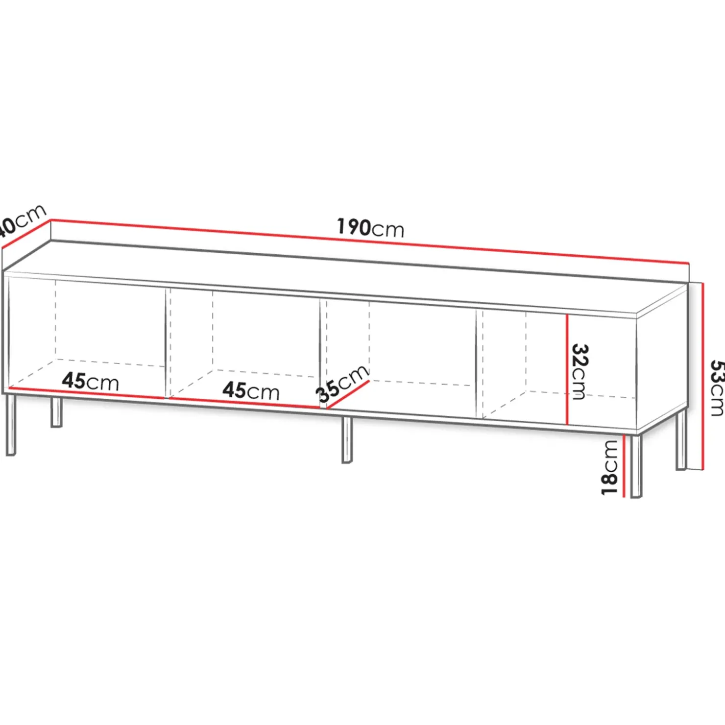 Garnero Arredamenti Mobile porta tv 190x53h cm 4 ante cannettato beige Diana Online