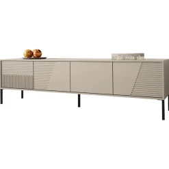Garnero Arredamenti Mobile porta tv 190x53h cm 4 ante cannettato beige Diana Online