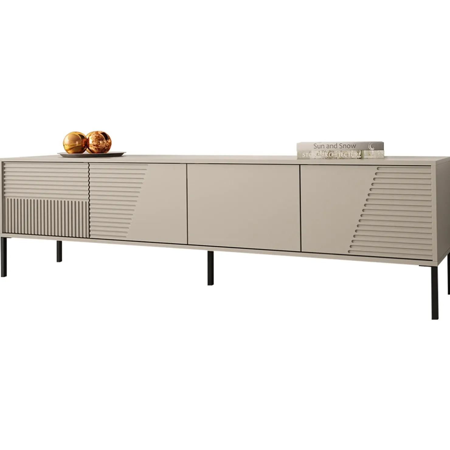 Garnero Arredamenti Mobile porta tv 190x53h cm 4 ante cannettato beige Diana Online