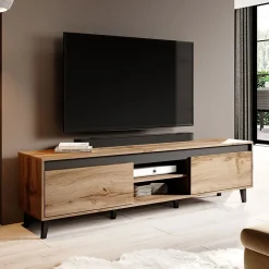 Garnero Arredamenti Mobile porta TV 170x49h cm 2 ante 2 vani a giorno rovere antracite Salisburgo Best