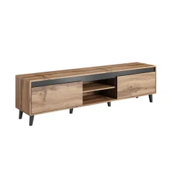 Garnero Arredamenti Mobile porta TV 170x49h cm 2 ante 2 vani a giorno rovere antracite Salisburgo Best