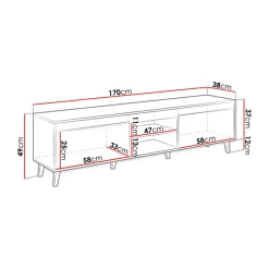 Garnero Arredamenti Mobile porta TV 170x49h cm 2 ante 2 vani a giorno rovere antracite Salisburgo Best