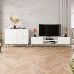 Garnero Arredamenti Mobile porta TV 180x48h cm 2 ante 2 vani Giuggiola Bianco Opaco Sale