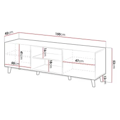 Garnero Arredamenti Mobile porta TV 150x52h cm 2 ante cannettato Essence Antracite Best