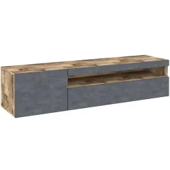 Garnero Arredamenti Mobile porta TV 155x37h cm 1 anta antracite Light Small Gihome® Antracite - Rovere Clearance