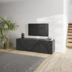 Garnero Arredamenti Mobile porta TV 181x69h cm 3 ante antracite frontali serigrafati Seira Sale