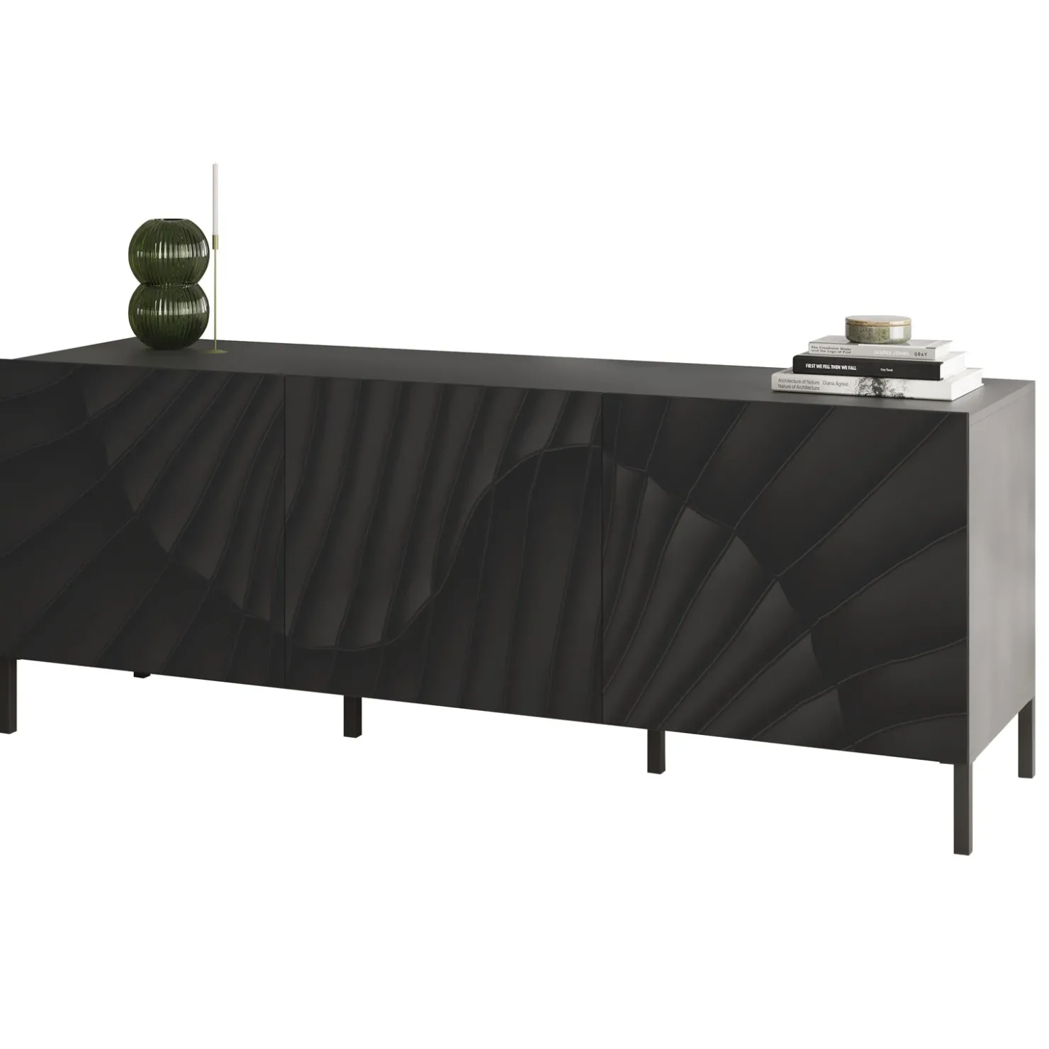 Garnero Arredamenti Mobile porta TV 181x69h cm 3 ante antracite frontali serigrafati Seira Sale