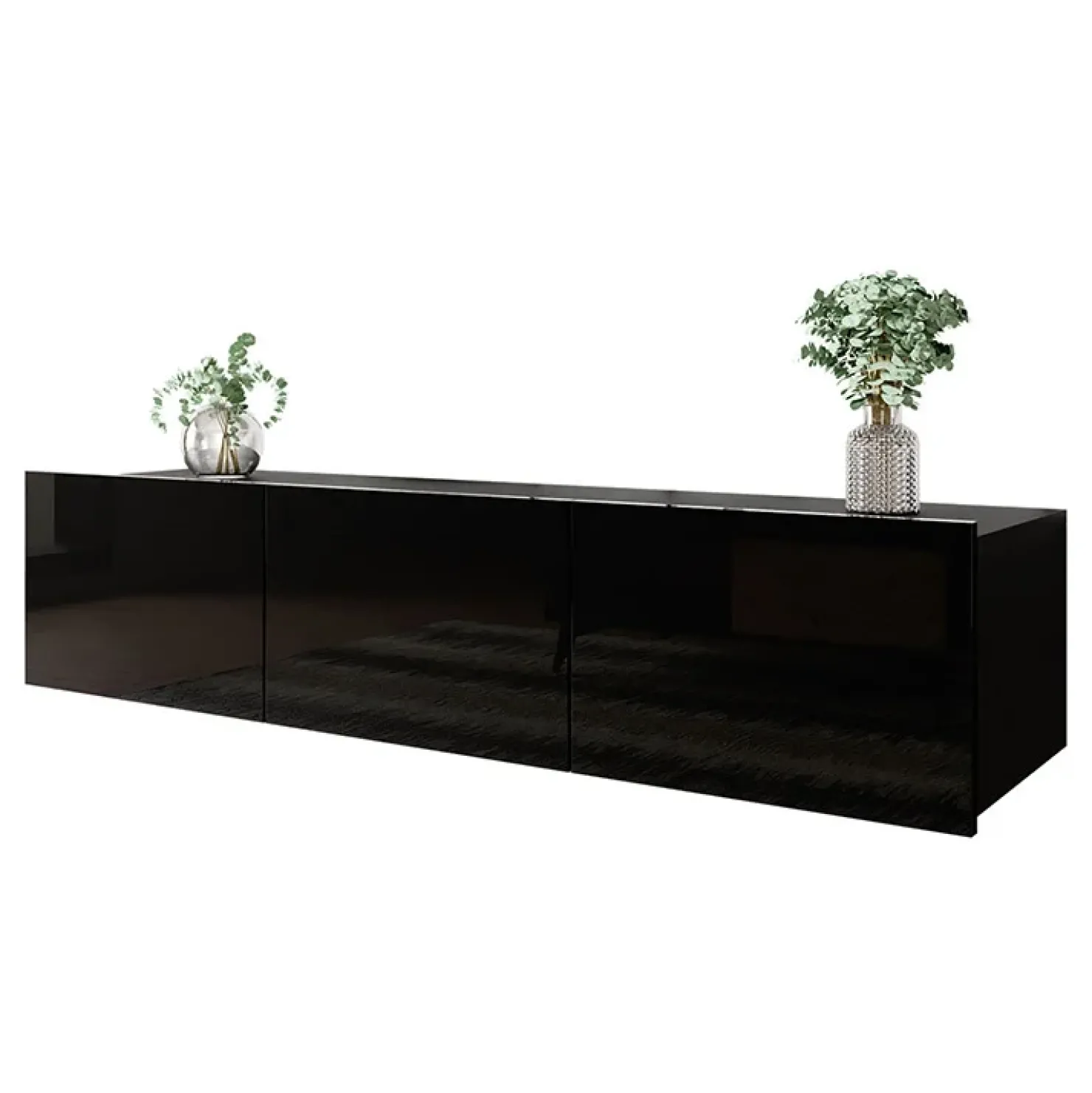 Garnero Arredamenti Mobile porta TV 150x37h cm 2 ante Mons Nero Lucido