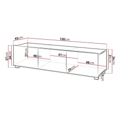 Garnero Arredamenti Mobile porta TV 150x37h cm 2 ante Mons Nero Lucido