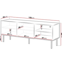 Garnero Arredamenti Mobile porta TV 150x58h cm 2 ante 2 vani noce cannettato Gabiot Clearance