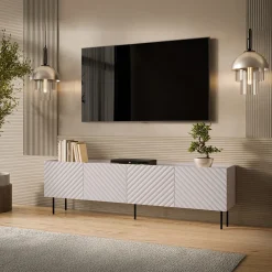 Garnero Arredamenti Mobile porta TV 200x59h cm 4 ante con frontali decorati Daniele Beige Outlet