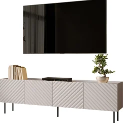 Garnero Arredamenti Mobile porta TV 200x59h cm 4 ante con frontali decorati Daniele Beige Outlet