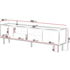 Garnero Arredamenti Mobile porta TV 200x59h cm 4 ante con frontali decorati Daniele Beige Outlet