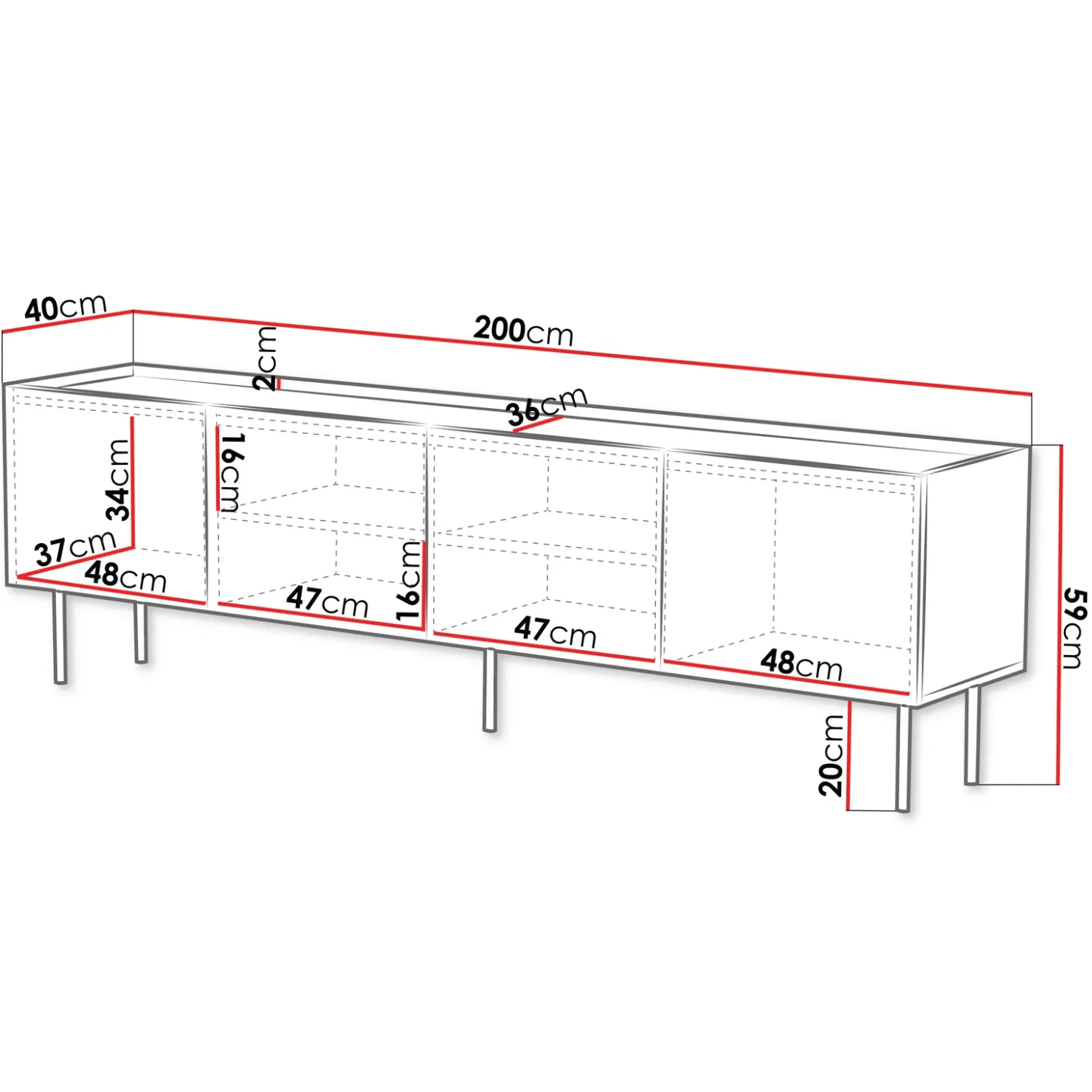 Garnero Arredamenti Mobile porta TV 200x59h cm 4 ante con frontali decorati Daniele Beige Outlet