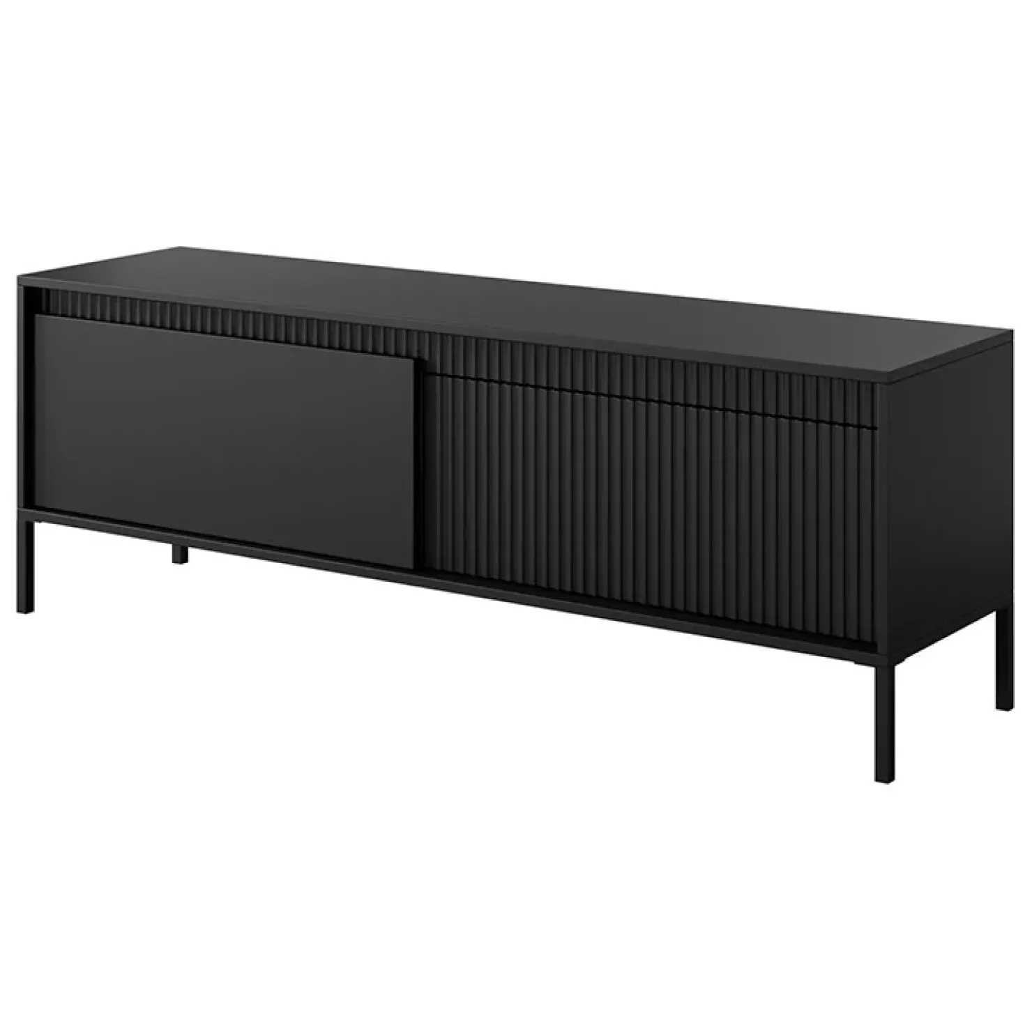 Garnero Arredamenti Mobile porta TV 154x54h cm 2 ante cannettato Ciar Nero Opaco Outlet