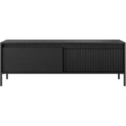 Garnero Arredamenti Mobile porta TV 154x54h cm 2 ante cannettato Ciar Nero Opaco Outlet