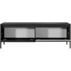 Garnero Arredamenti Mobile porta TV 154x54h cm 2 ante cannettato Ciar Nero Opaco Outlet