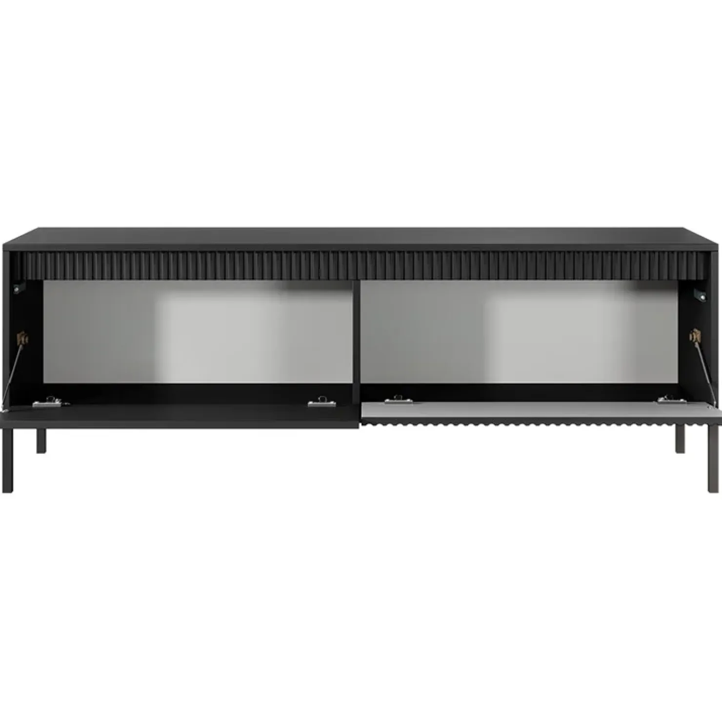 Garnero Arredamenti Mobile porta TV 154x54h cm 2 ante cannettato Ciar Nero Opaco Outlet